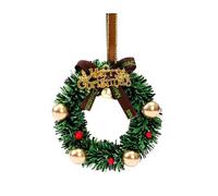 2pcs Miniature Christmas Wreath with Bow Bell Small Hanging Decorative for Dollhouse Door Windows Party Decoration 5 Styles wreath