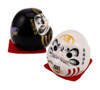 2pcs Miniature Doll Statue Doll Figurine Japanese Ceramic Zen Ornament for Office Home Decor