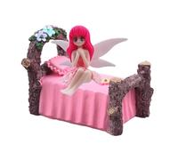 2Pcs Miniature Fairy Garden Bed with Flower Fairy Figurine - Resin Craft Ornament for DIY Fairy Garden, Terrarium, Tabletop Décor, Garden Display,Creative Home Decoration & Collectible Resin Accessory