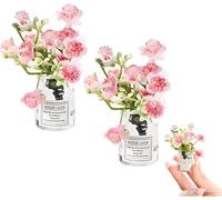 2Pcs Miniature Flower Vases with Peach Blossoms - Realistic Handmade Dollhouse Vases for Micro Landscape, Resin Floral Decorations for Fairy Garden Scenes, Home Shelf Styling, DIY Project