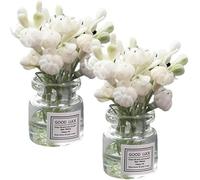 2Pcs Miniature Flower Vases with White Jasmine - Realistic Handmade Dollhouse Accessories for 1:6/1:8 Scal, Fairy Garden Props, DIY Crafting Elements Micro Landscape Embellishments