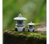 2Pcs Miniature Japanese Stone Lanterns, Natural Bluestone Pagoda Ornaments for Adult Collector Dollhouse Garden, Bonsai & Zen Micro-Landscape, Serene Oriental Accent (Set of 2, 2.1" H)