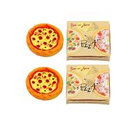 2Pcs Miniature Pizza Box, 1:6 & 1:12 Scale Realistic Dollhouse Food Model Set, Yellow Resin Doll House Furniture Supplies for Pretend Play Kitchen