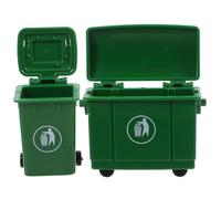 2Pcs Miniature Trash Can with Openable Lid, Dollhouse Mini Trash Can Model Outdoor Scene Prop for DIY Crafts Doll House Furniture, Green 1 12 Scale Dollhouse Accessories Miniatures
