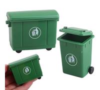 2Pcs Miniature Trash Can with Openable Lid, Dollhouse Mini Trash Can Model Outdoor Scene Prop for DIY Crafts Doll House Furniture, Green, Halloween Decorations
