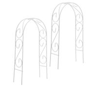 2pcs Miniature Wedding Arch for Dollhouse, White Metal Frame Ornament | Fairy Garden Accessory, Terrarium Scene Accent, Artificial Flower Arch, Stylish Elegant Decor