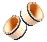 2Pcs Miniature Wooden Barrels Wood Buckets for Dollhouse Micro Landscape Props for Creative and Imaginative Play Various Scenarios