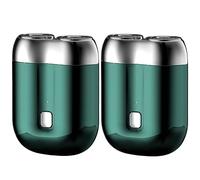 2Pcs Minis Electric Shaver | Compact Face Shaver | Double-Head Electric Rotary Men's Razors | USB Rechargeable | Waterproof | Pocket Size Storm Shaver | Wet & Dry Beard Grooming Kit for Home & Travel