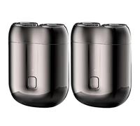 2Pcs Minis Electric Shaver | Compact Face Shaver | Double-Head Electric Rotary Men's Razors | USB Rechargeable | Waterproof | Pocket Size Storm Shaver | Wet & Dry Beard Grooming Kit for Home & Travel