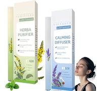 2PCS Mint H/erbal Diffuser Pen,Aromatherapy Diffuser & Inh/aler for Lung Cleansing,Inh/aler Breathing Improvemen,Portable Health Nasal Sticks#Blue+Green