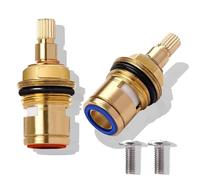 2PCS Mixer Tap Cartridge Replacement, 1/4 Turn 20 Spline Bathroom Mixer tap Cartridge, Brass Ceramic Mixer Tap Valves Replacement for Bathroom Shower Kitchen Basin Taps