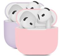 2PCS Mocarheri Case Cover Compatible for AirPods 4th Generation, Protective Silicone Case, Ultra-Thin, Soft Silicone Shockproof, Front LED Visible (Purple+Pink)