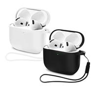 2PCS Mocarheri Cover Compatible With AirPods 4th Generation (2024), Protective Silicone Case for Airpods 4, Soft Shockproof, Front LED Visible (White/Black)