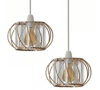 2Pcs Modern Crystal Glass Light Shade Height 10 cm, Width 16cm Easy Fit Metal Hanging Ceiling Pendant Light Fixtures Chandelier Light Fitting Lamp Cage for Hallway Dining Room Living Room (Gold)