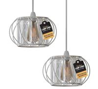 2Pcs Modern Crystal Glass White Light shade Height 10 cm, Width 18cm Easy Fit Metal Hanging Ceiling Pendant Light Fixtures Chandelier Light Fitting Lamp Cage for Hallway Dining Room Living Room (Gold)