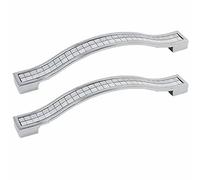 2Pcs Modern Europe Style Pull Handle Zinc Alloy Grind Arenaceous Rhinestone Crystal Furniture Door Drawer Knob Cabinet Pull Handle Kitchen Knobs(White & Silver)