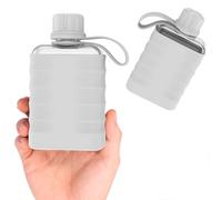 2Pcs Modern Small Flask with Silicone Sleeve, 8.5 oz Pocket Drinking BPA Free Alcohol Bottle Mini Portable Travel Liquor Flask Clear Plastic Water Bottle for Outdoor(Grey)