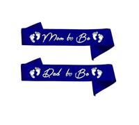 2PCS, Mom and Dad to be Sash Set, Best Baby Shower Decorations Mother Father Gifts, Gender Reveal Party Boy Or Girl Neutral Twins (Dark Blue - Silver)