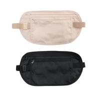 2Pcs Money Belts Bag for Travel Hidden Anti-Theft Waterproof Pouch - Secure Comfortable Stylish Adjustable Elastic Concealed Money Belt for Women Men Running Dog Walking for Cash Cards Passport Phone