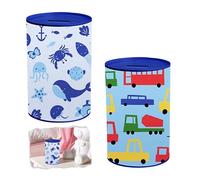 2Pcs Money Box Tins with Trucks and Whale Design, Money Saving Money Box for Kids, Printed Bank Cash Box for Birthday, Holiday & Christmas Fund, Summer Cash Tin Piggy Bank Charity 15cm