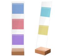 2pcs Monitor Memo Board with Detachable Wooden Base, Clear Acrylic Sticky Note Holder for Computer Screen Monitors Portable Desk Organizer Office Accessories for Laptops & Desktops