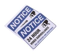 2pcs Monitored Warning Sticker 24 Hour Video Sign Blue Adhesive
