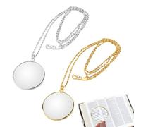 2Pcs Monocle Eyeglass Gold Silver 5X Magnifier Monocle Lens Necklace Magnifying Alloy Magnifying Glass Necklace Pendant for Reading Library Map Sewing Carving Eye Monocle Chain