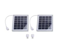 2pcs Monocrystalline Solar Panel USB Solar Panel Charger 5W Portable Solar Led Light Bulb Camping Hiking Tent Outdoor (Gray)