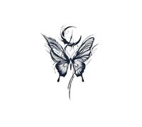 2pcs Moon Butterfly Semi-Permanent Tattoo, Realistic Fake Tattoos, Lasts 7-15 Days, Waterproof