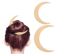 2PCS Moon Hair Fork, Hairpin for Women Moon Hair Accessories Decorative Hand Carved Styling Tool for Daily Shopping Cosplays (Beige)