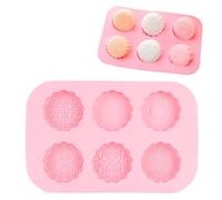 2PCS Mooncake Mold, 6 Grid Silicone Soap Mold Round Moon Cake Mould Cookie Mould with Intricate Patter for Handmade DIY Baking