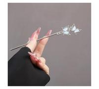 2pcs Moonstone Women's Alloy Hairpin With Ancient Style Butterfly Tail Metal Headwear for Buns & Updos(Style A)