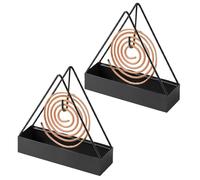 2PCS Mosquito Coil Holder, Portable Metal Mosquito Coil Holder for Home Garden Camping #1 (Black)