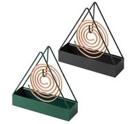 2PCS Mosquito Coil Holder, Portable Metal Mosquito Coil Holder for Home Garden Camping #1 (Black+Green)