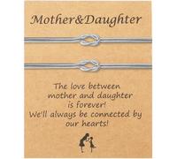 2pcs Mother Daughter Bracelets Set, Love Knot Snake Chain Matching Bracelets Couples Forever Permanent Friendship Relationship Bracelets Grandmother Granddaughter Mom Birthday Mother Day Jewelry Gift