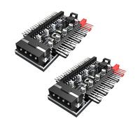 2Pcs Motherboard 1 To 10 Port Fan 4 Pin Cooling Splitter Extension Power Supply PC Speed Controller Adapter PC Cooling Speed Controller