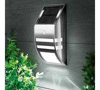 2pcs Motion Sensor Wireless Outdoor Waterproof Solar Wall Light LED Lamp Security Lighting for Garden Fence Pathway Gutter Yard (Silver)