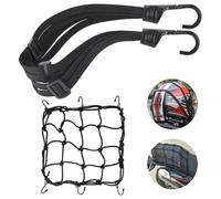 2PCS Motorcycle Cargo Net, Durable Motorcycle Luggage Straps with Hooks, Heavy-Duty Tie-Downs for Helmets and Gear, Adjustable Bike Rack Straps for Transport