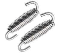 2PCS Motorcycle Exhaust Muffler Springs, Universal Stainless Steel Pipe Springs Hooks for Motorcycle,56mm Total Length (Silver)