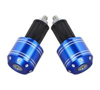 2pcs Motorcycle Handlebar End Plugs with White Dot Stripes, Blue | ABS and Aluminum Alloy Build, off Road Trail Riding Use, Handlebar End Protection, Stylish Look