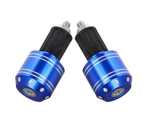 2pcs Motorcycle Handlebar End Plugs with White Dot Stripes, Blue | ABS and Aluminum Alloy Build, off Road Trail Riding Use, Handlebar End Protection, Stylish Look