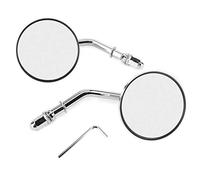 2pcs Motorcycle Handlebar Mirrors, Rear View Mirrors, Foldable Round 360° Adjustable End Bar Mirrors with Glass Lens, Electroplated Silver Aluminum for