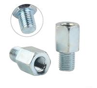 2pcs Motorcycle Mirror Adapters 8mm To 10mm Clockwise Threaded Chrome Scooter Rear View Screw Converters For Handlebar Mounting Hardware Kit Right Hand