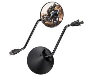 2PCs Motorcycle Mirrors Set,Mobility Scooter Mirrors,Motorbike Rear View Mirror,Universal Rounded Side Back Rearview Mirror,360° Swivelling Handlebar Side View 8mm Thread for ATV/Scooter/Cruiser/Bike