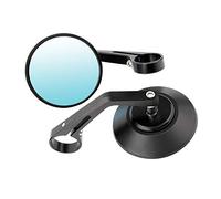 2Pcs Motorcycle Modified Round Rearview Mirror Handle Bar End Rear View Side Mirrors with Ball Joint Anti Glare Glass for Motocross Scooter Street Bike (all Black)