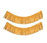 2pcs Motorcycle Retro Saddlebag Fringe, Artificial Leather Floorboard Fringe with Soft Texture, 70cm Full Extension for Harley Bobber Café Racer Custom Bikes (Yellow Item No. 3-2-74)