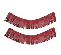 2pcs Motorcycle Retro Saddlebag Fringe, Artificial Leather Floorboard Fringe with Soft Texture, 70cm Full Extension for Harley Bobber Café Racer Custom Bikes (Burgundy Item No. 3-2-75)