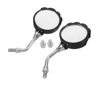 2pcs Motorcycle Side Rearview Mirror M10 Adjustable 360 Degree Black | Glass and ABS Build, Wide Field View with Distortion Free Vision, for Scooters and Handlebars