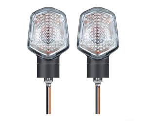 2PCS Motorcycle Turn Signal Lights ABS LED Flasher | Indicators for Grom MSX125 Wear-Resistant Yellow White Blinkers 9.2x5.4CM 30CM Wire For Easy Install for general Fitment for