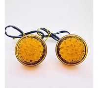 2Pcs Motorcycle Universal Round Front Rear LED Turn Signal Indicator Amber Light for Harley Bobber Chopper Custom,Yellow Lens
